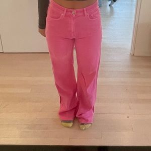 Zara pink high waisted flare jeans